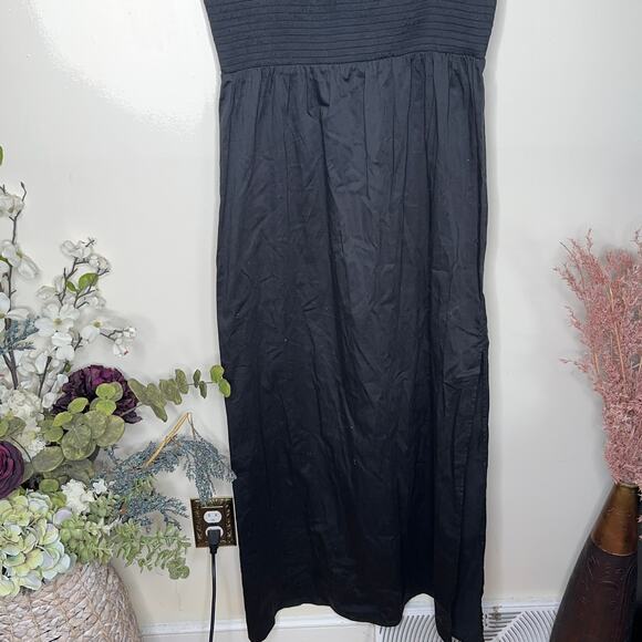 FAVORITE DAUGHTER The Apartment Smocked Cotton Maxi Dress Black Sz XL {E9} - Picture 4 of 9